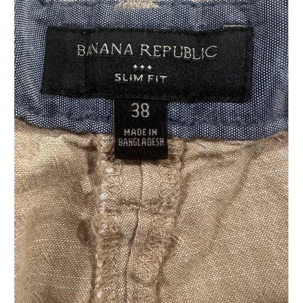 Banana Republic Chino Shorts Mens 38 Khaki Slim Fit Cotton Preppy Casual Logo